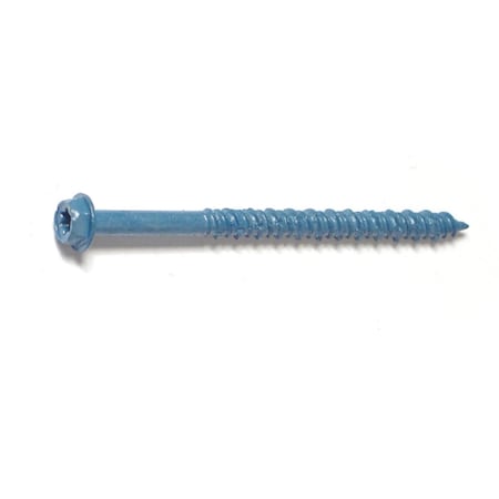 Torquemaster Masonry Screw, 3/16" Dia., Hex, 2 3/4 in L, Steel Blue Ruspert, 100 PK 54262